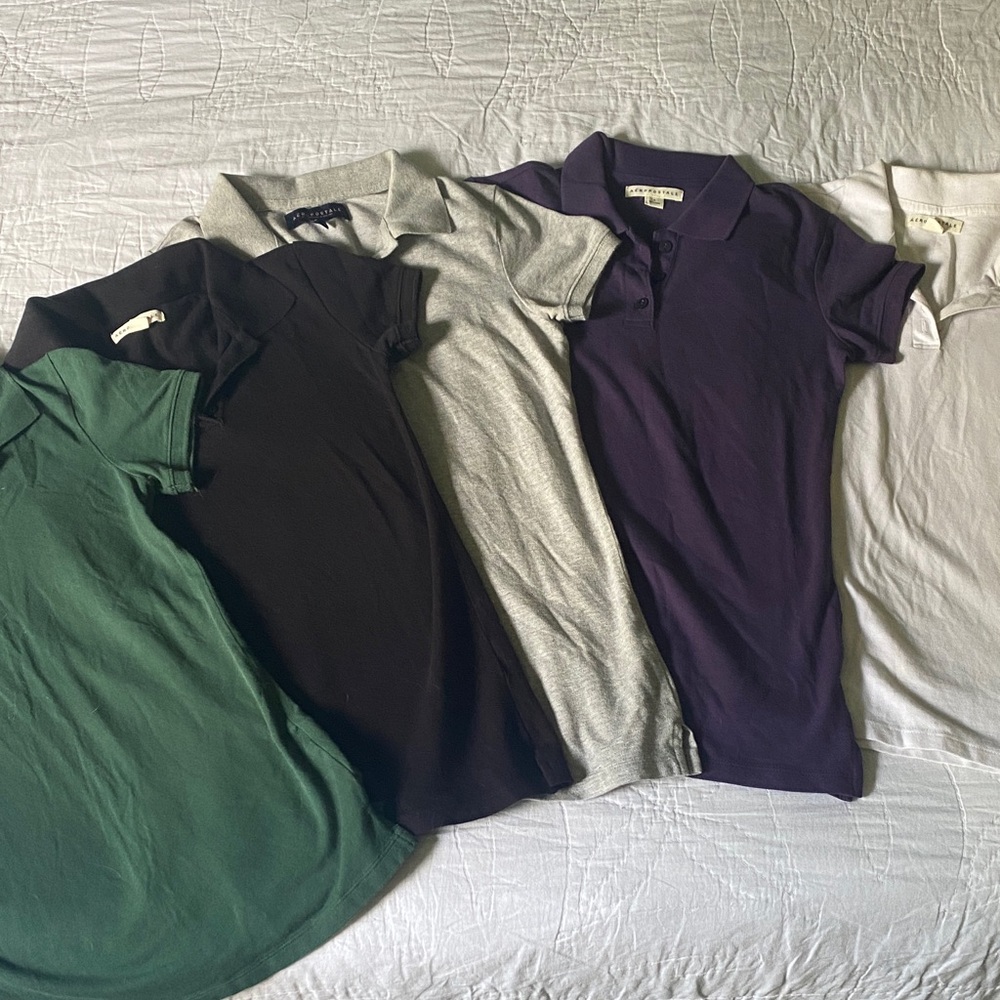 Aeropostale Women's Button Down Shirts - Green, Black, Gray, Purple, White